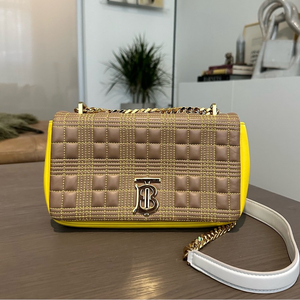 Burberry special edition Lola handbag in tricolor lambskin with gold chain